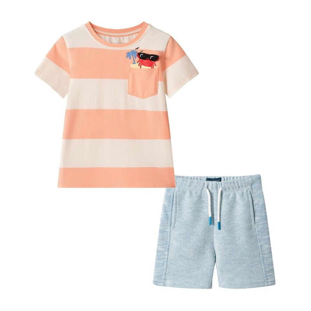 Andy & Evan Boys  2Pc T-Shirt & Bottom Set, Orange